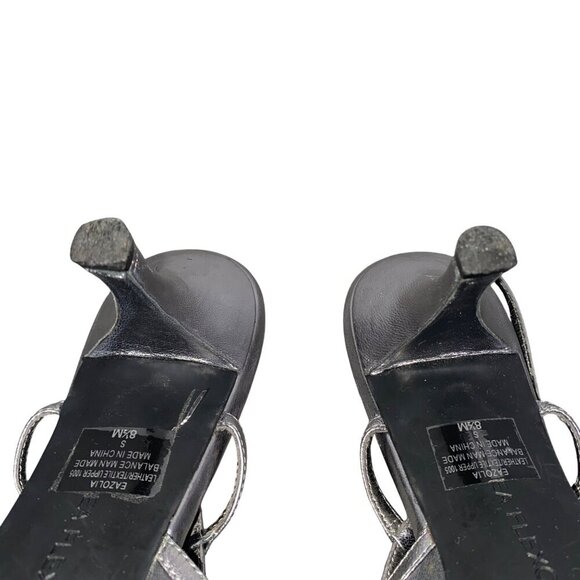 Enzo Angiolini Silver leather basket mesh weave Slingback Pointed Toe Heels - Picture 9 of 13